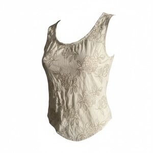 Ambercrobie & Fitch Vintage Y2K Glitter Floral Beige Shirt Size XS 100% Cotton